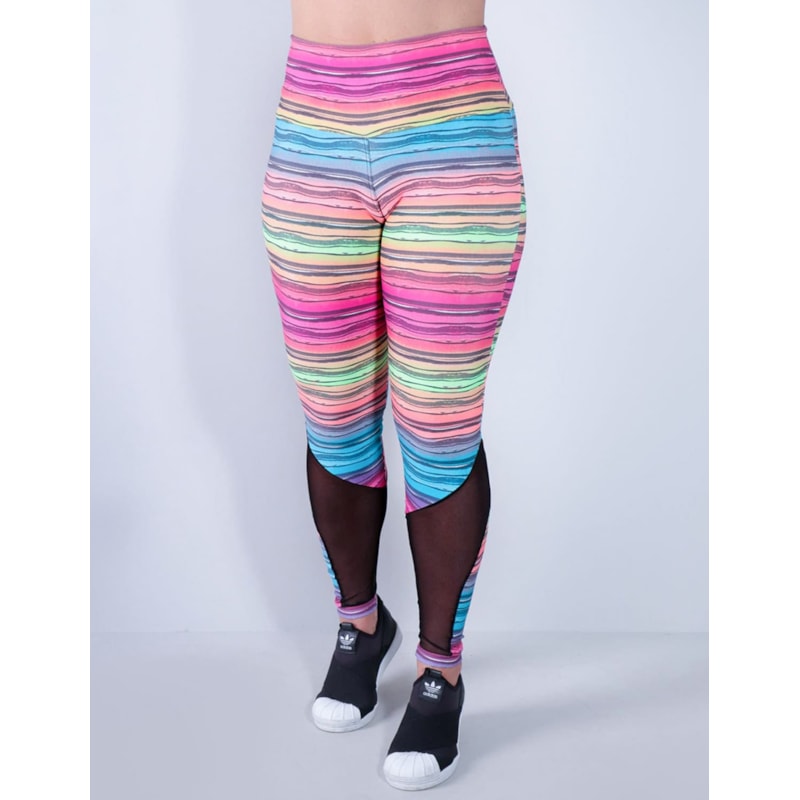 Calça legging Estampada com Tule Preto | Ref: 4.4.1591-3163