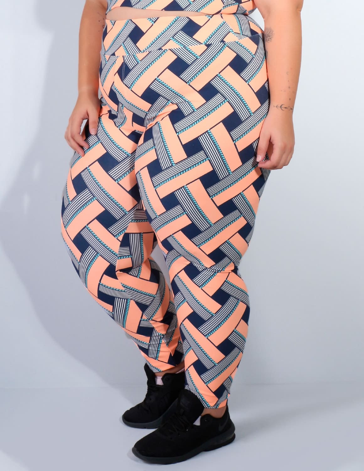 Calça Fitness Plus Size Estampada com Bolsos | Ref: 4.4.4156-3124