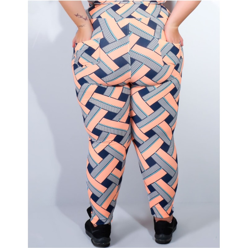 Calça Fitness Plus Size Estampada com Bolsos | Ref: 4.4.4156-3124