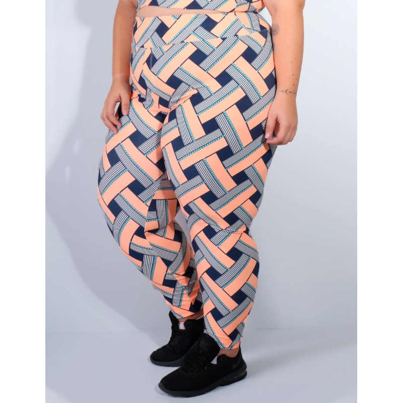 Calça Fitness Plus Size Estampada com Bolsos | Ref: 4.4.4156-3124