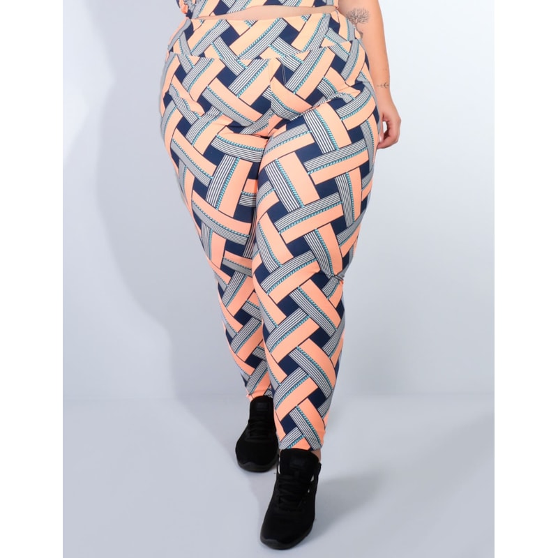 Calça Fitness Plus Size Estampada com Bolsos | Ref: 4.4.4156-3124