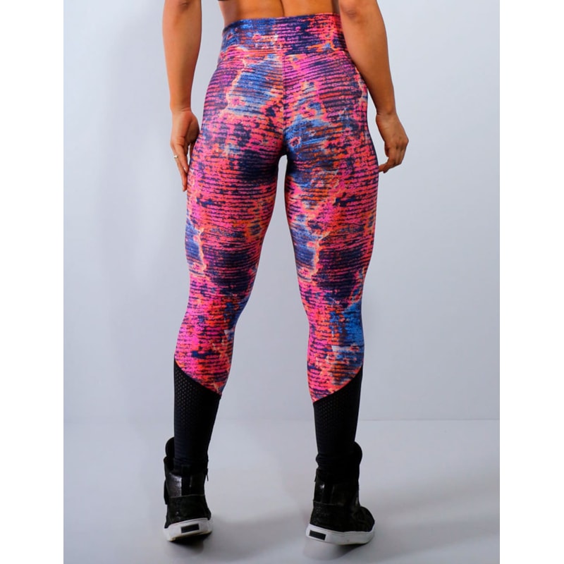 Calça Fitness com Estampa e Tela de Poliamida | Ref: 4.4.4158-3107