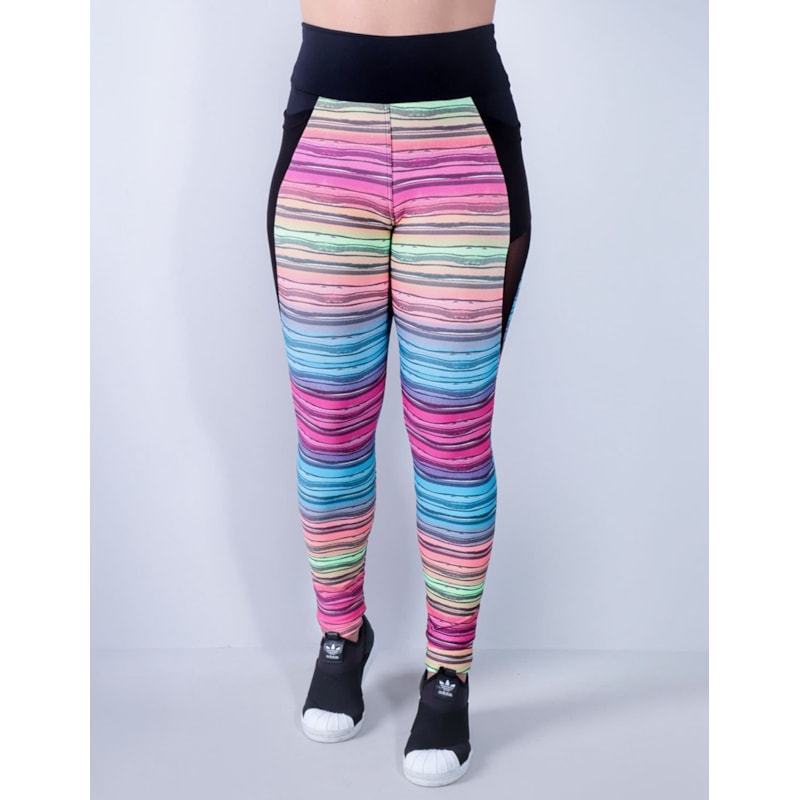 Calça Legging Empina Bumbum Estampada com Tule e Bolsos | Ref: 4.4.4345-3163