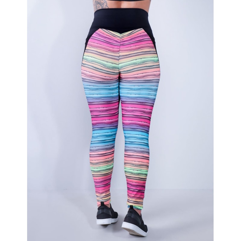 Calça Legging Empina Bumbum Estampada com Tule e Bolsos | Ref: 4.4.4345-3163