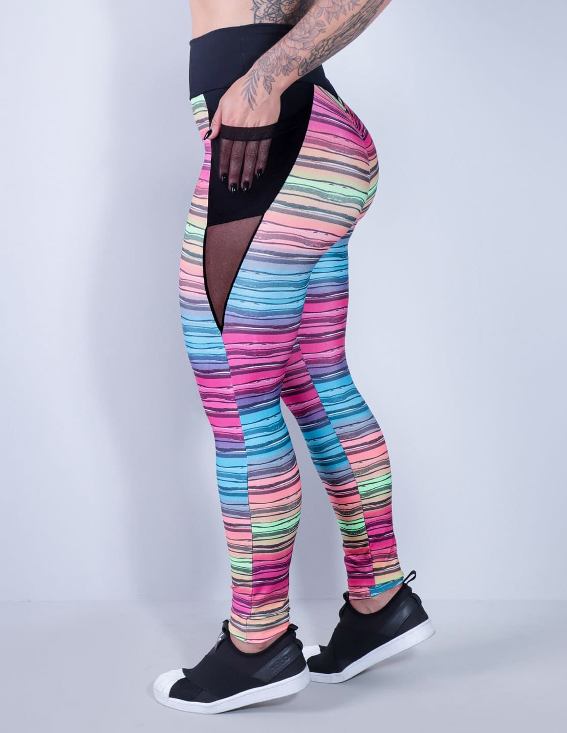 Calça Legging Empina Bumbum Estampada com Tule e Bolsos | Ref: 4.4.4345-3163