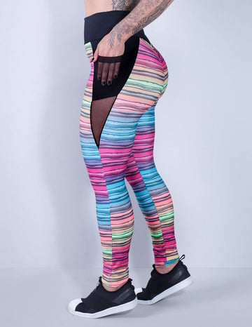 Calça Legging Empina Bumbum Estampada com Tule e Bolsos | Ref: 4.4.4345-3163