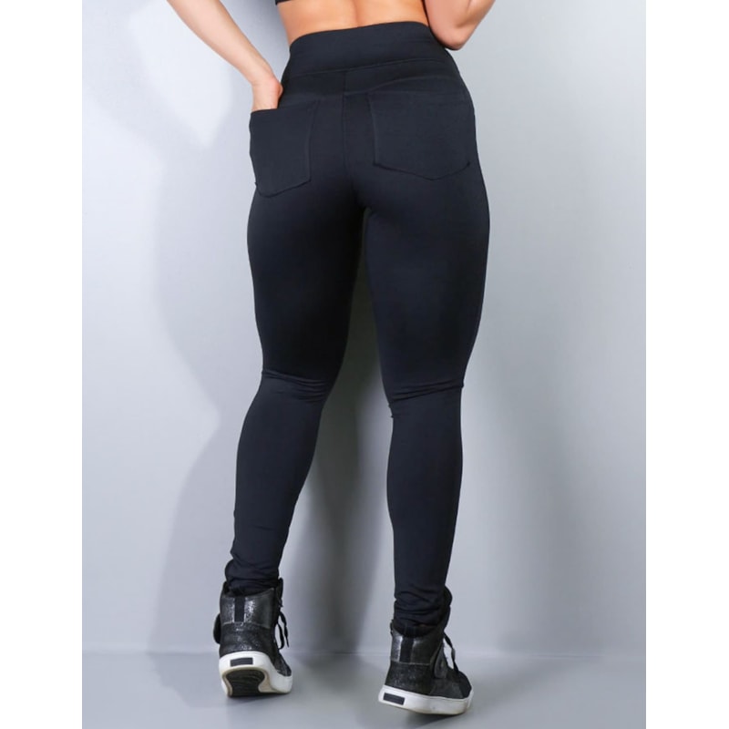 Calça Legging Preta com Bolsos | Ref: 4.4.4119-01