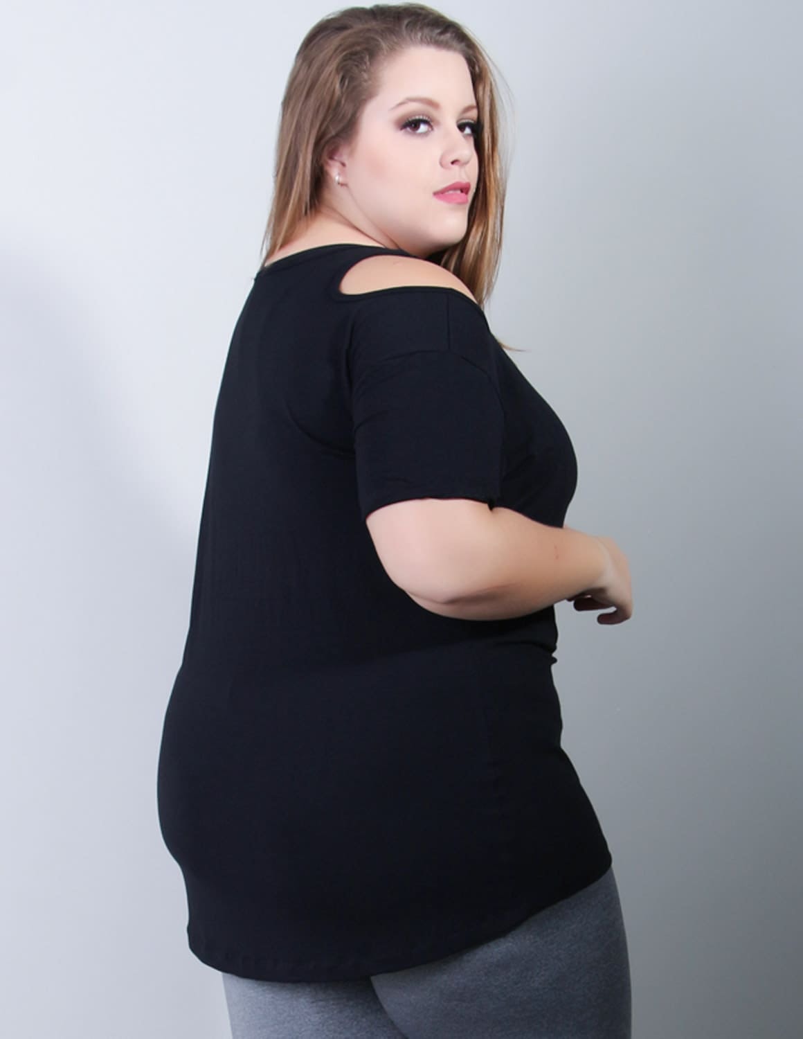 Blusa Gota Plus Size Fitness em Viscolycra Preta | Ref: 4.4.1756-01