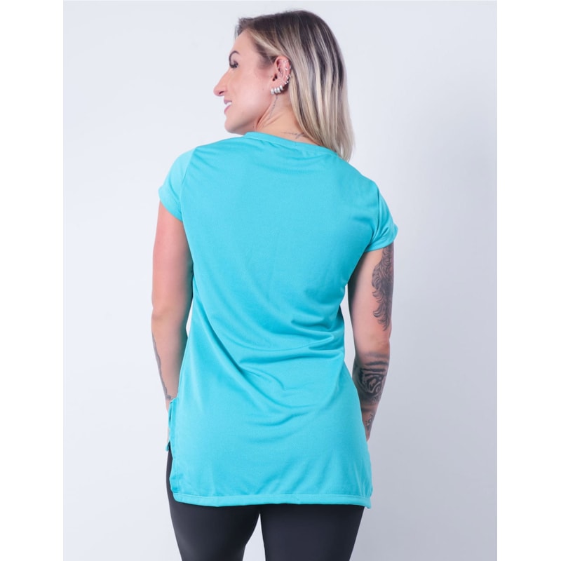 Blusa em Dry Fit Alongada com Manguinhas Verde | Ref: 4.4.4461-05