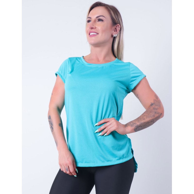Blusa em Dry Fit Alongada com Manguinhas Verde | Ref: 4.4.4461-05