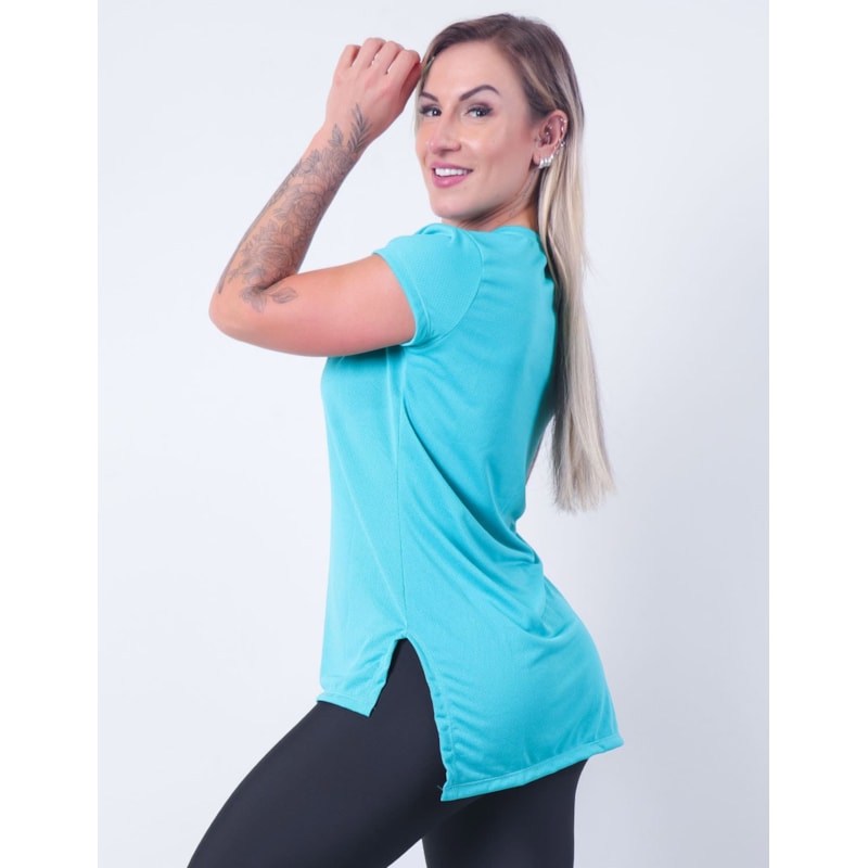 Blusa em Dry Fit Alongada com Manguinhas Verde | Ref: 4.4.4461-05