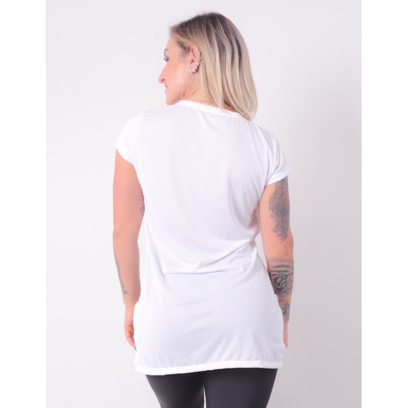 Blusa Alongada com Manguinhas Branca em Dry Fit | Ref: 4.4.4461-02