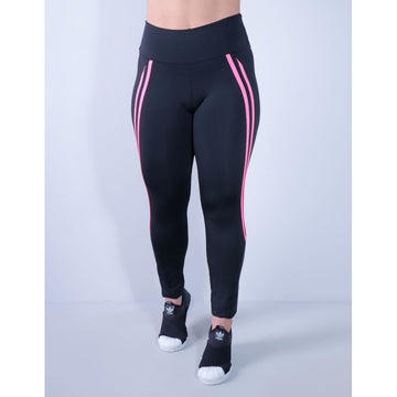 Calça legging Preta com Listras Rosa Neon | Ref: 4.4.4336-0139