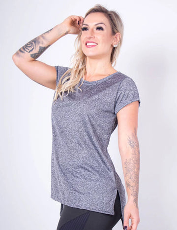 Blusa Alongada com Manguinhas Mescla | Ref: 4.4.4461-03