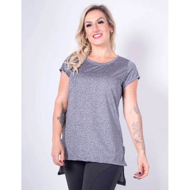 Blusa Alongada com Manguinhas Mescla | Ref: 4.4.4461-03