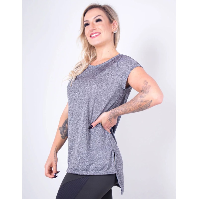 Blusa Alongada com Manguinhas Mescla | Ref: 4.4.4461-03