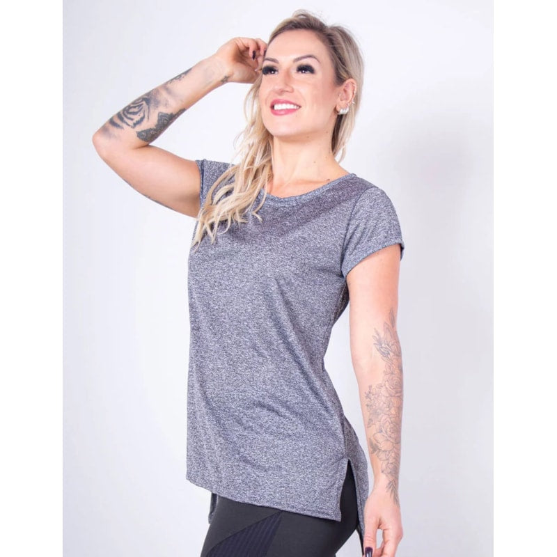 Blusa Alongada com Manguinhas Mescla | Ref: 4.4.4461-03