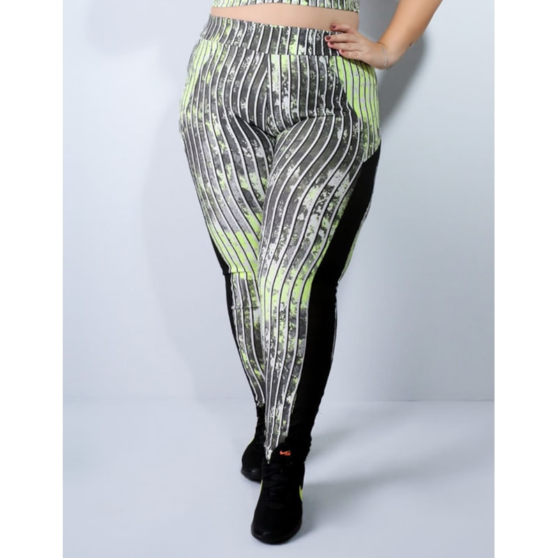 Calça Plus Size Estampada com Recortes de Tela | Ref: 4.4.1768-3100
