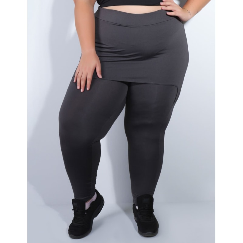 Calça Feminina Plus Size Grafite com Saia Tapa Bumbum | Ref: 4.4.4055-28