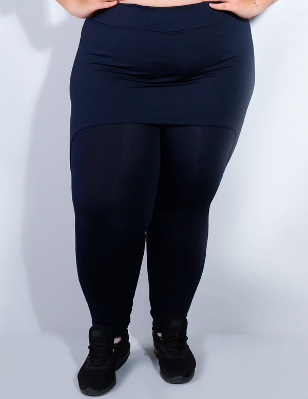 Calça Plus Size Azul Marinho com Saia Tapa Bumbum | Ref: 4.4.4055-18