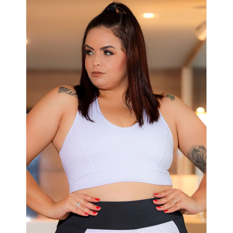 Top Plus Size Branco em Poliéster | Ref: 4.4.1699-02