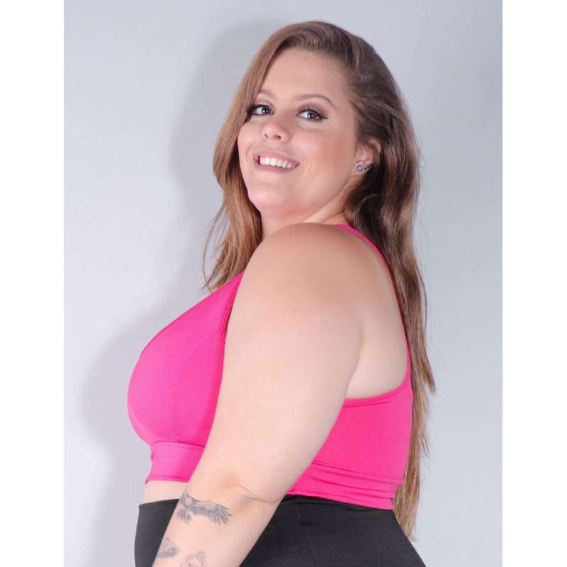Top Fitness Nadador Plus Size em Poliéster Rosa | Ref: 4.4.1699-07