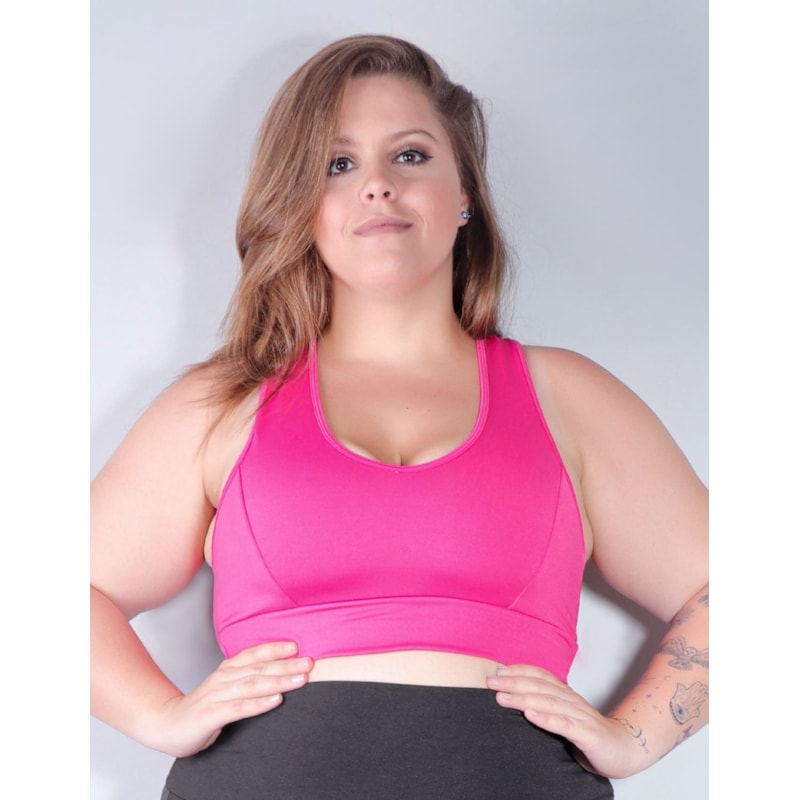Top Fitness Nadador Plus Size em Poliéster Rosa | Ref: 4.4.1699-07