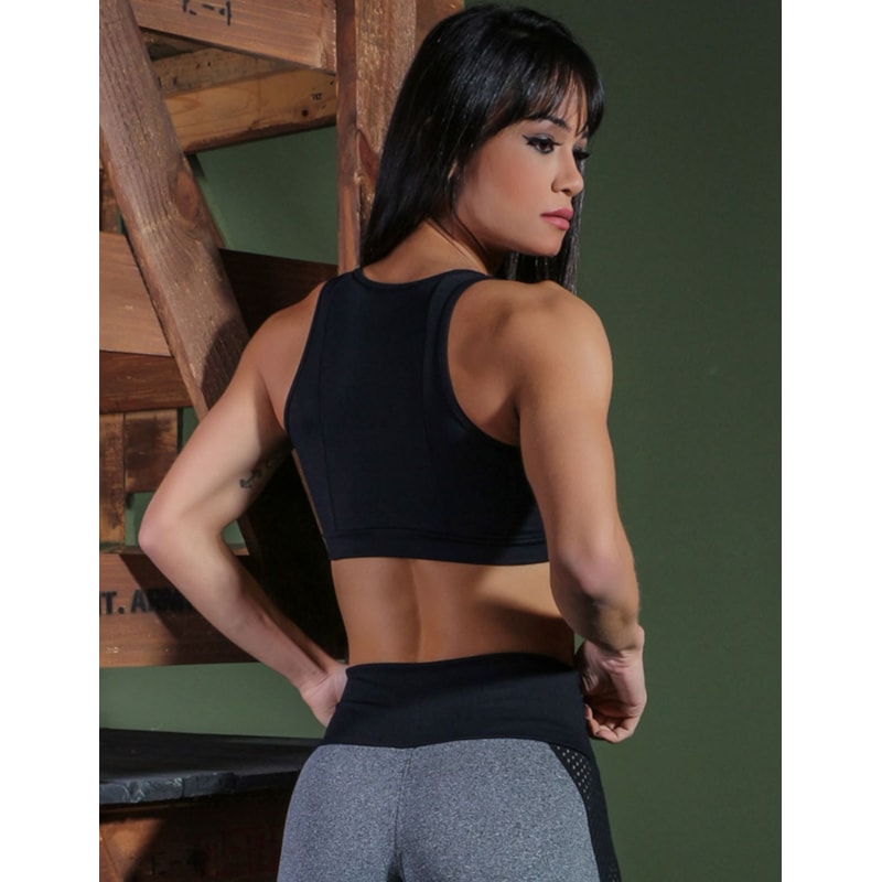 Top Fitness Preto com Decote Vazado | Ref: 3.3.2078-01