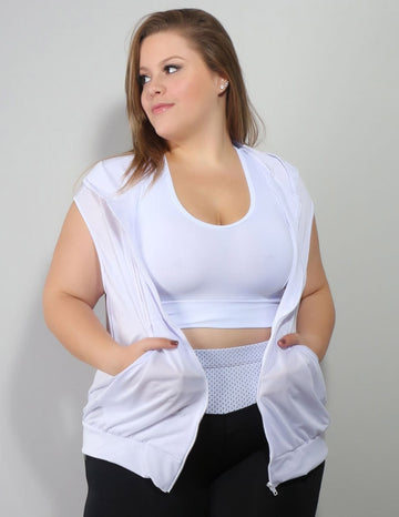 Colete em Dry Fit Branco Plus Size com Bolsos | Ref: 4.4.4051DRY-02