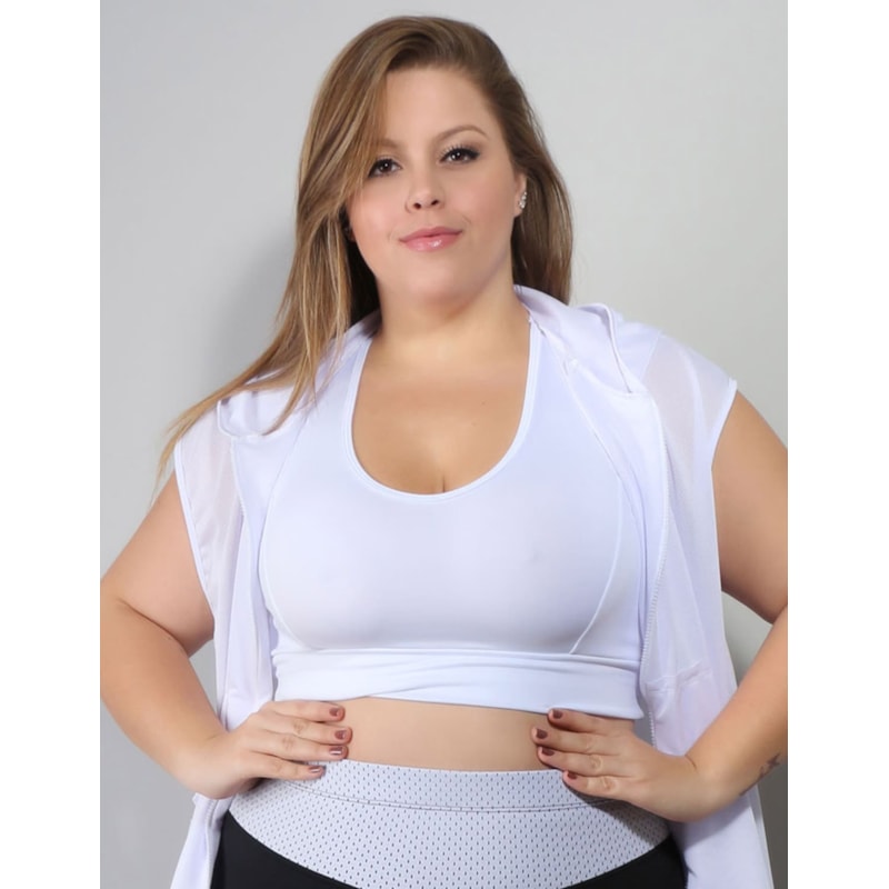Colete em Dry Fit Branco Plus Size com Bolsos | Ref: 4.4.4051DRY-02