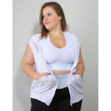 Colete em Dry Fit Branco Plus Size com Bolsos | Ref: 4.4.4051DRY-02