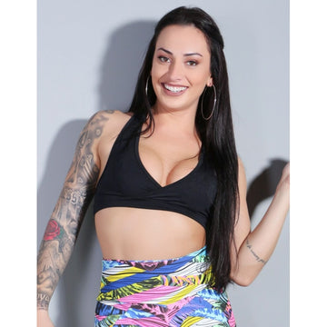 Top Feminino Fitness Preto sem Bojo em Poliéster | Ref: 4.4.1612-01