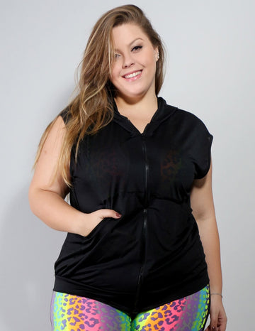 Colete Plus Size Preto Dry Fit com Bolsos | Ref: 4.4.4051DRESS-01