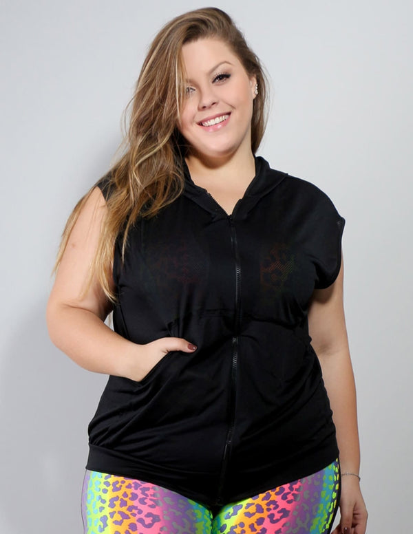 Colete Plus Size Preto Dry Fit com Bolsos | Ref: 4.4.4051DRESS-01