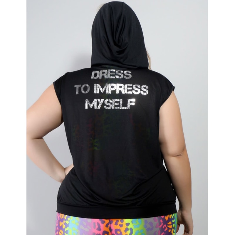Colete Plus Size Preto Dry Fit com Bolsos | Ref: 4.4.4051DRESS-01