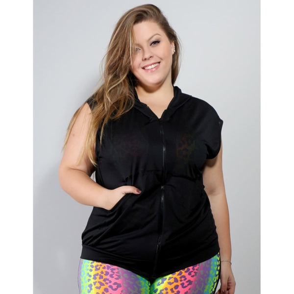 Colete Plus Size Preto Dry Fit com Bolsos | Ref: 4.4.4051DRESS-01
