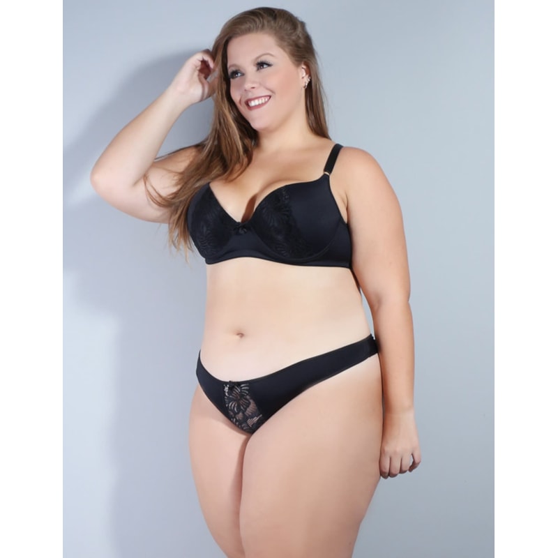 Conjunto Plus Size em Microfibra Preto | Ref: 1.1.4287-01