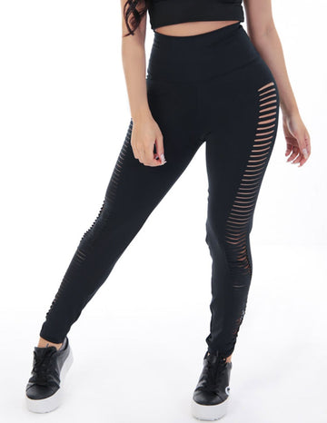Calça Legging Preta com Recortes Laterais a Laser | Ref: 4.4.4315-01