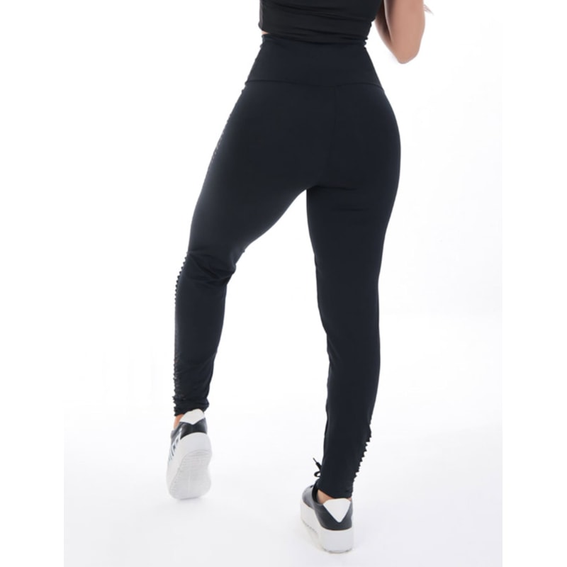 Calça Legging Preta com Recortes Laterais a Laser | Ref: 4.4.4315-01