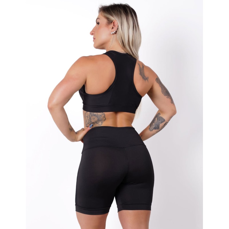 Conjunto Preto com Bermuda Meia Coxa e Cropped com Bojo | Ref: 8.8.0142-01