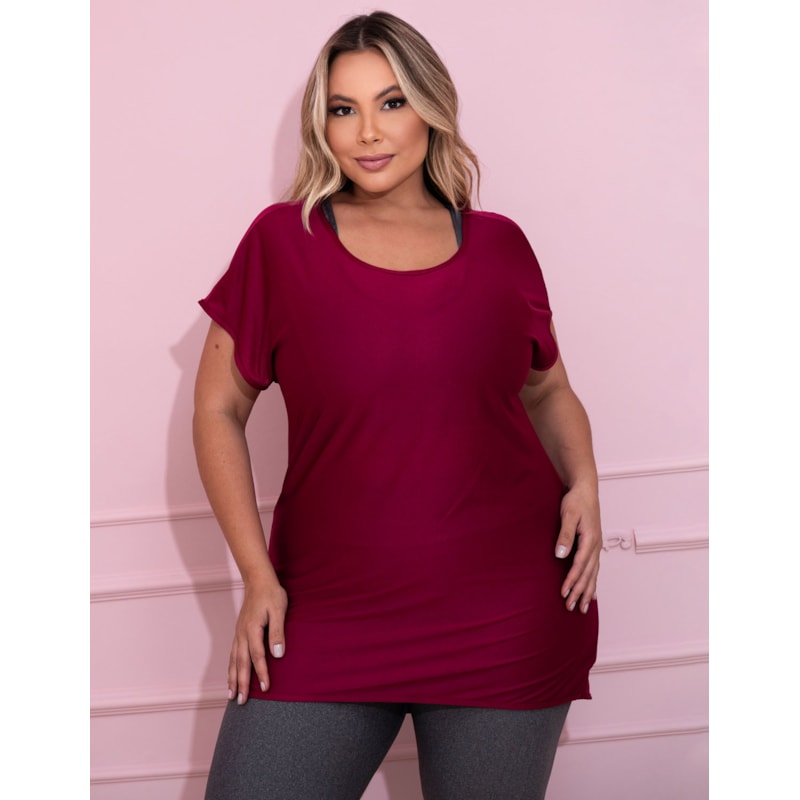 Blusa Feminina Plus Size Bordô em Dry Fit | Ref: 4.4.1752-54