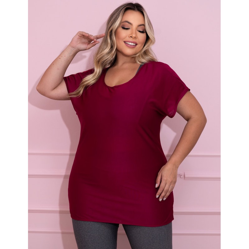 Blusa Feminina Plus Size Bordô em Dry Fit | Ref: 4.4.1752-54