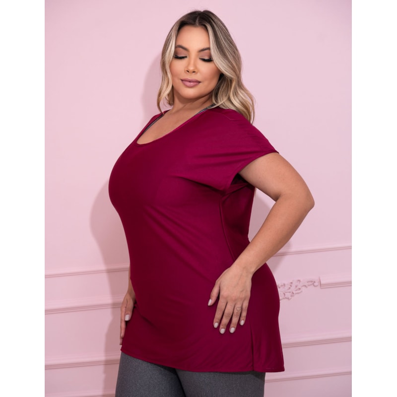 Blusa Feminina Plus Size Bordô em Dry Fit | Ref: 4.4.1752-54