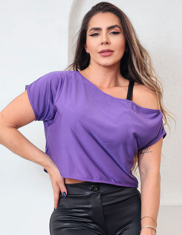 Bata Feminina Ombro Só em Dry Fit Roxo
