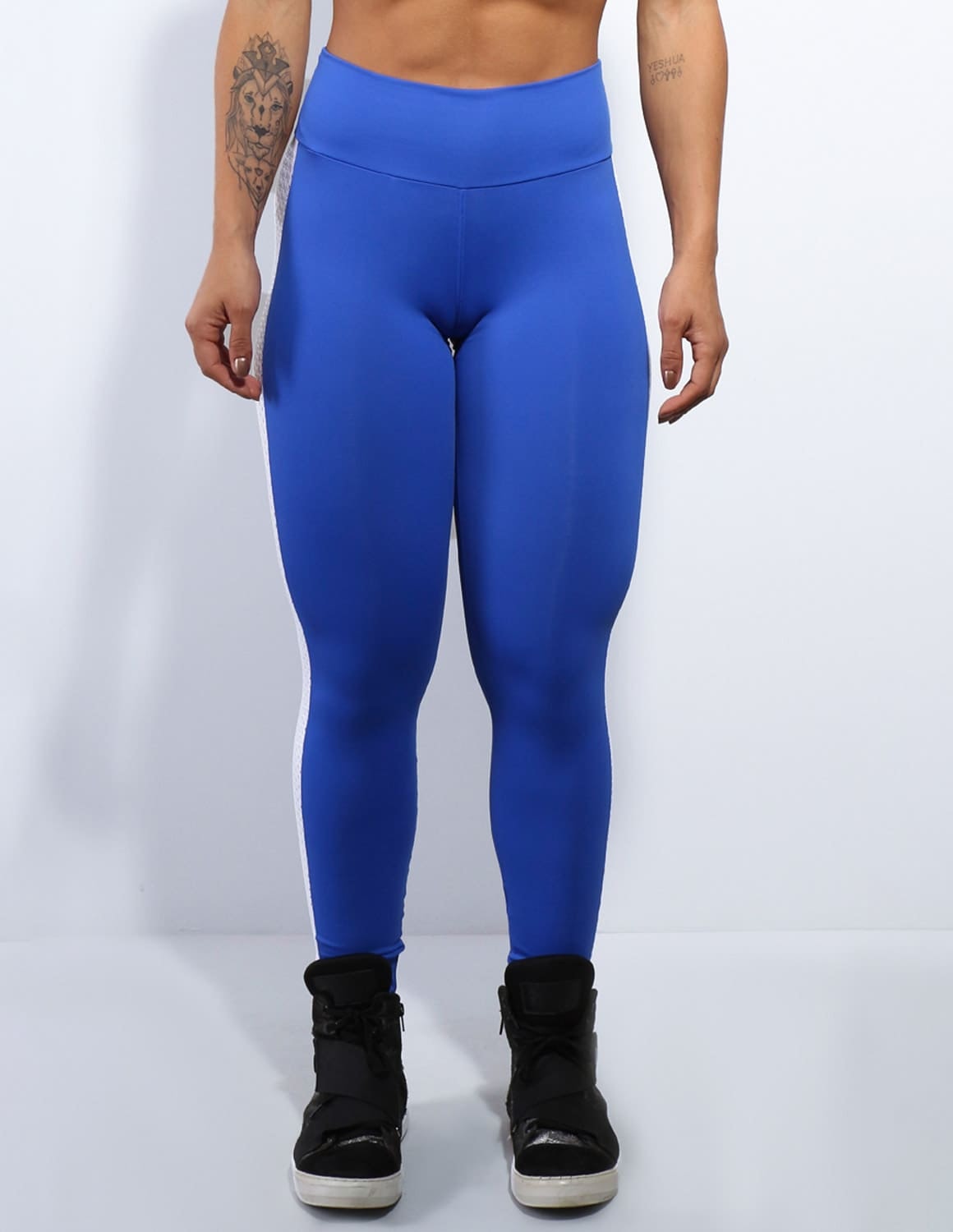 Calça Punho em Poliamida Azul Bic com Tela Branca | Ref: 3.3.2420-20
