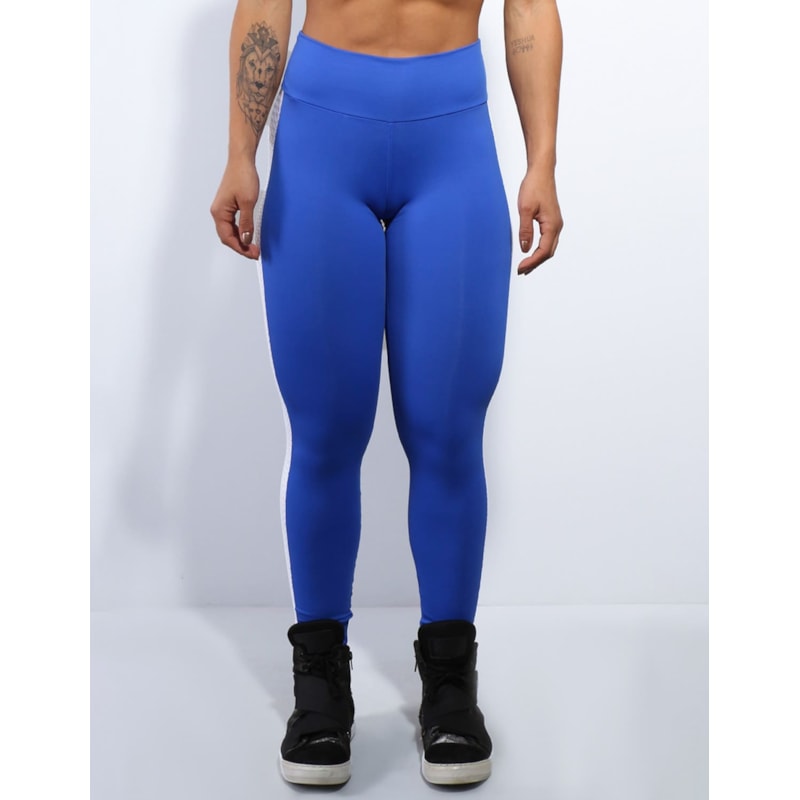 Calça Punho em Poliamida Azul Bic com Tela Branca | Ref: 3.3.2420-20