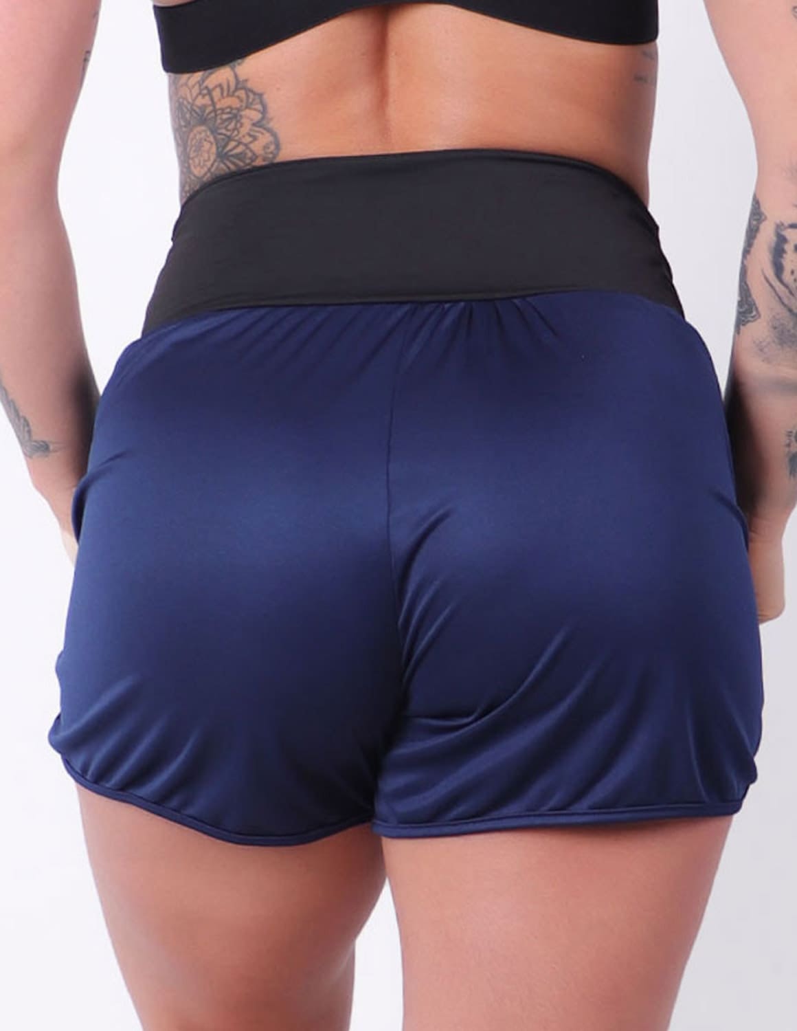Short Dry Fit Azul Marinho com Bolsos e Cós Preto | Ref: 4.4.4362-1801