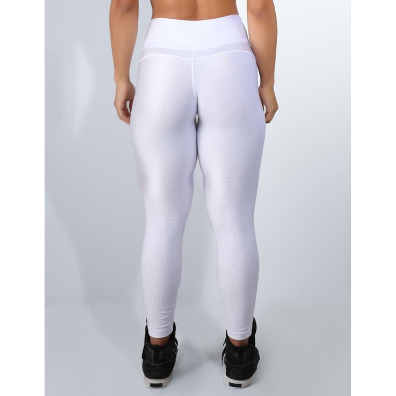 Calça Branca em Poliamida Texturizada com Recortes de Cirrê e Bolsos Laterais | Ref: 3.3.2221TEXT-02