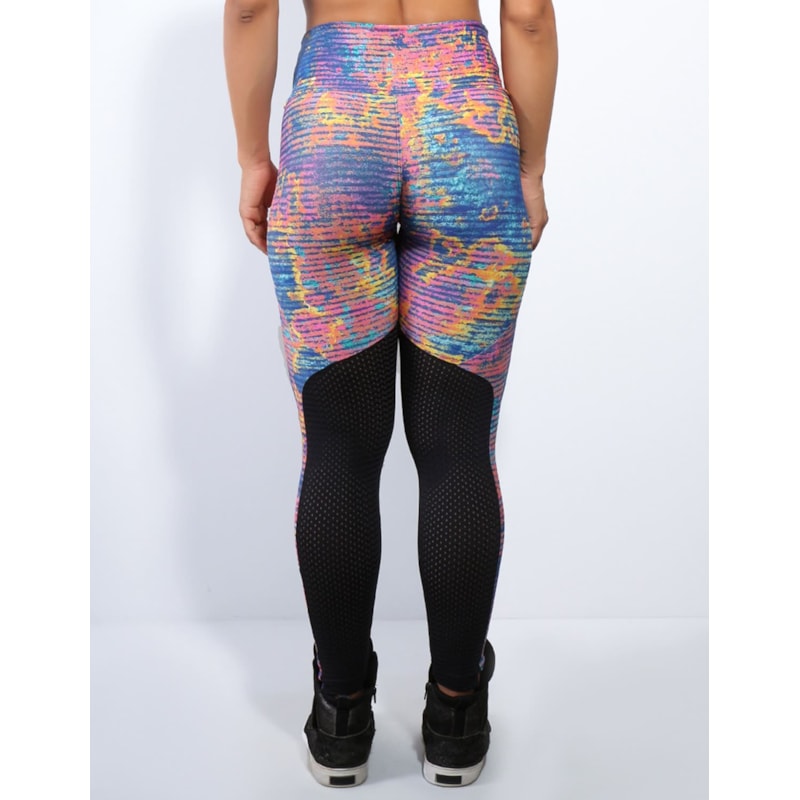 Calça Legging Estampada com Recortes em Tela de Poliamida | Ref: 4.4.4159-3107