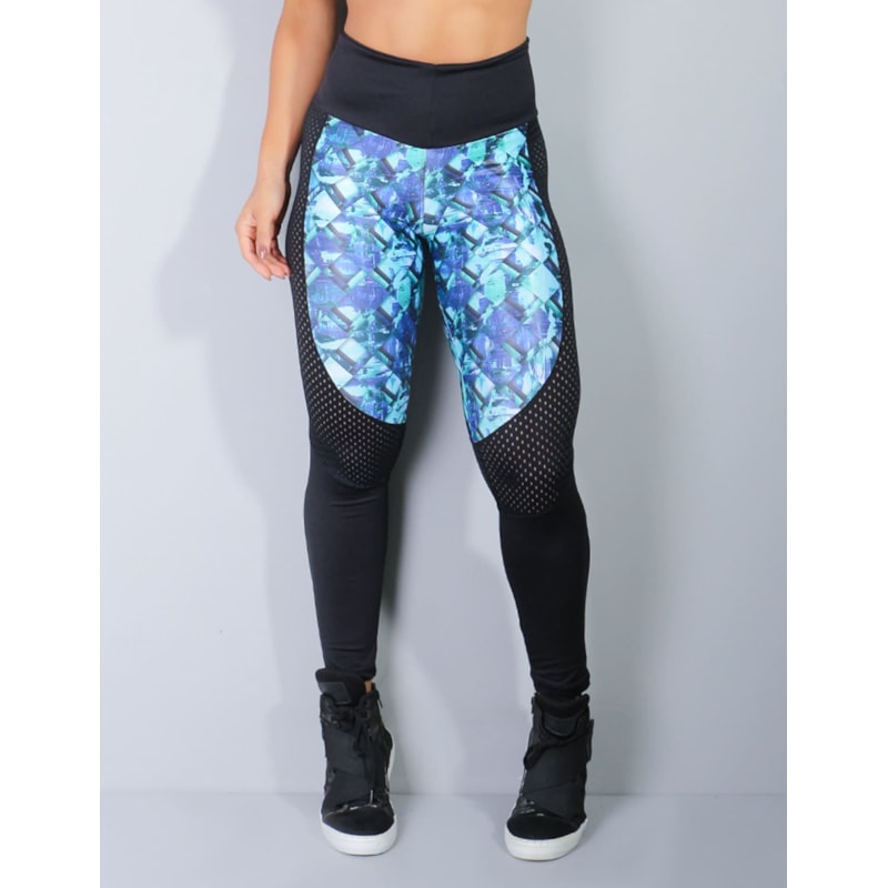 Calça Fitness com Recorte em Tela e Detalhe em Tule | Ref: 4.4.4007-3014